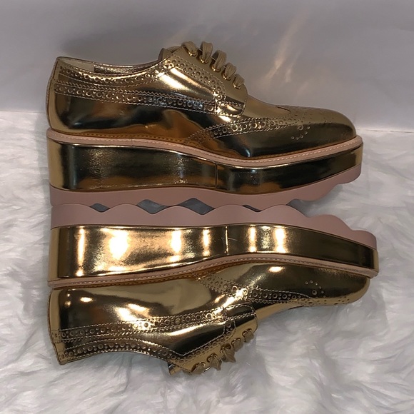 Prada Gold Platform Oxfords - Picture 6 of 8